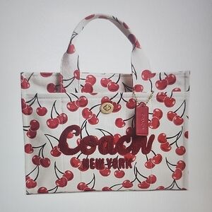 Coach White and Red Cherry Pattern Tote